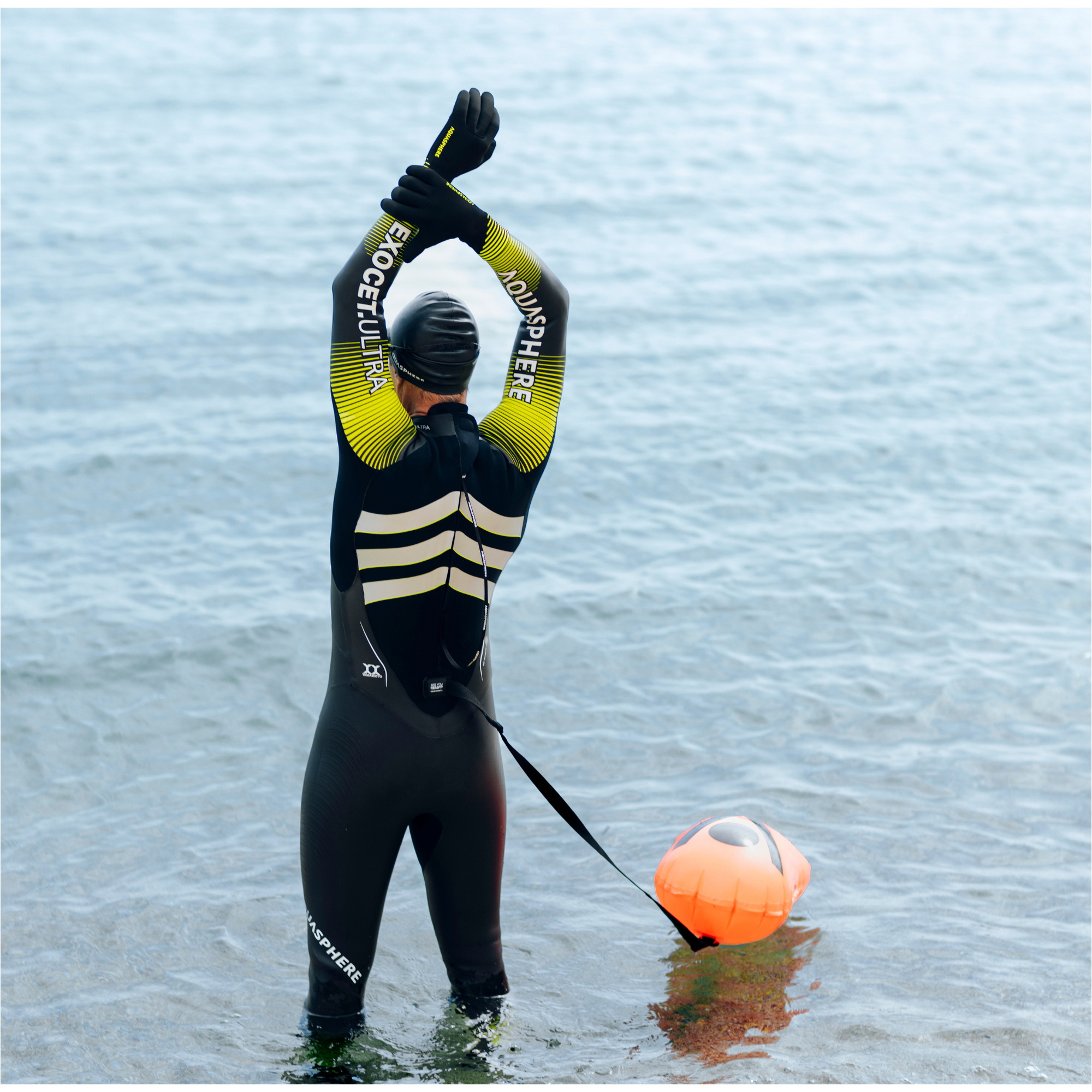 2025 Aquasphere Mens Exocet Ultra Open Water Swim Wetsuit WS0230173 - Black / Hot Lime